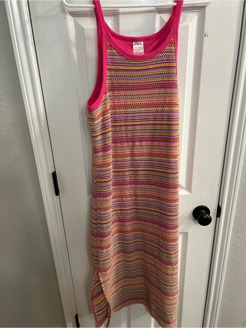 No Boundaries Juniors XL Multicolor Striped Crochet Sleeveless Tank Midi Dress